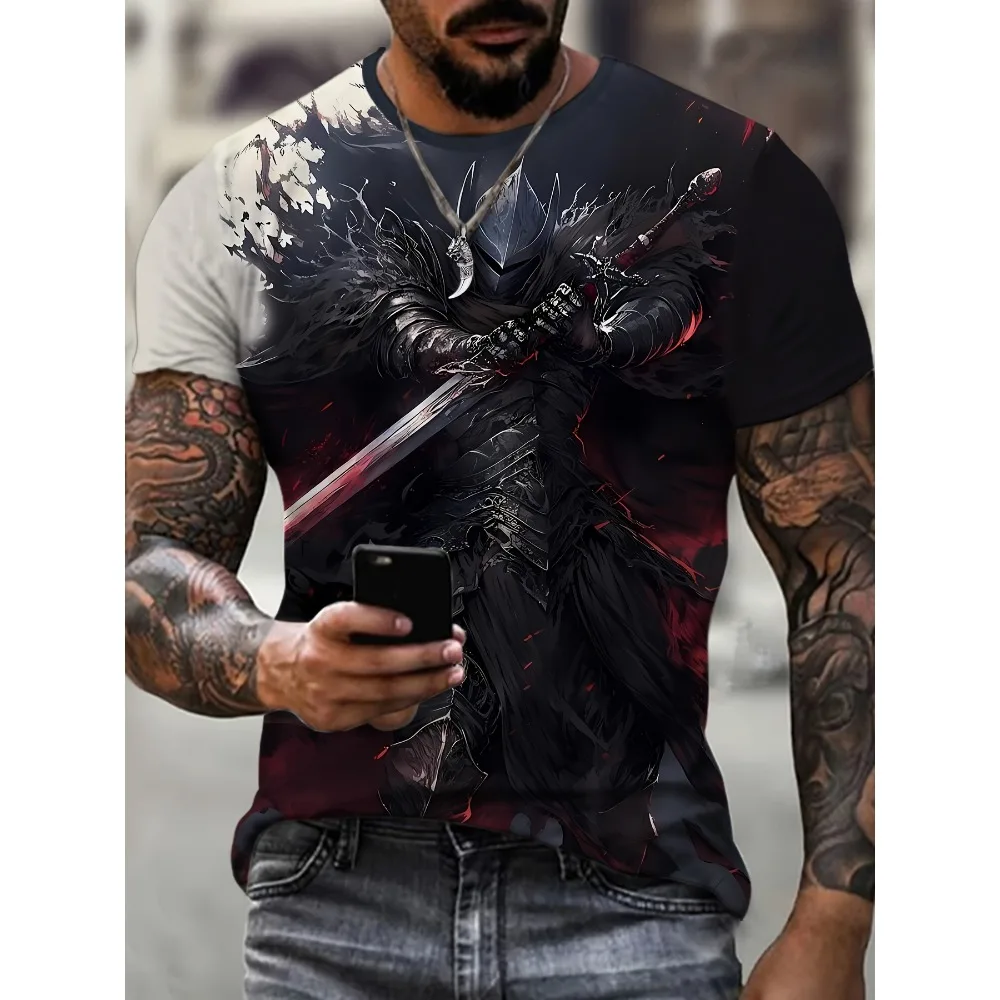 

2025 Summer Men's Women's 3D Printing Knight Graphic Quick-drying T-shirts Unisex Fashion Casual Street Tees Outdoor Sports Tops