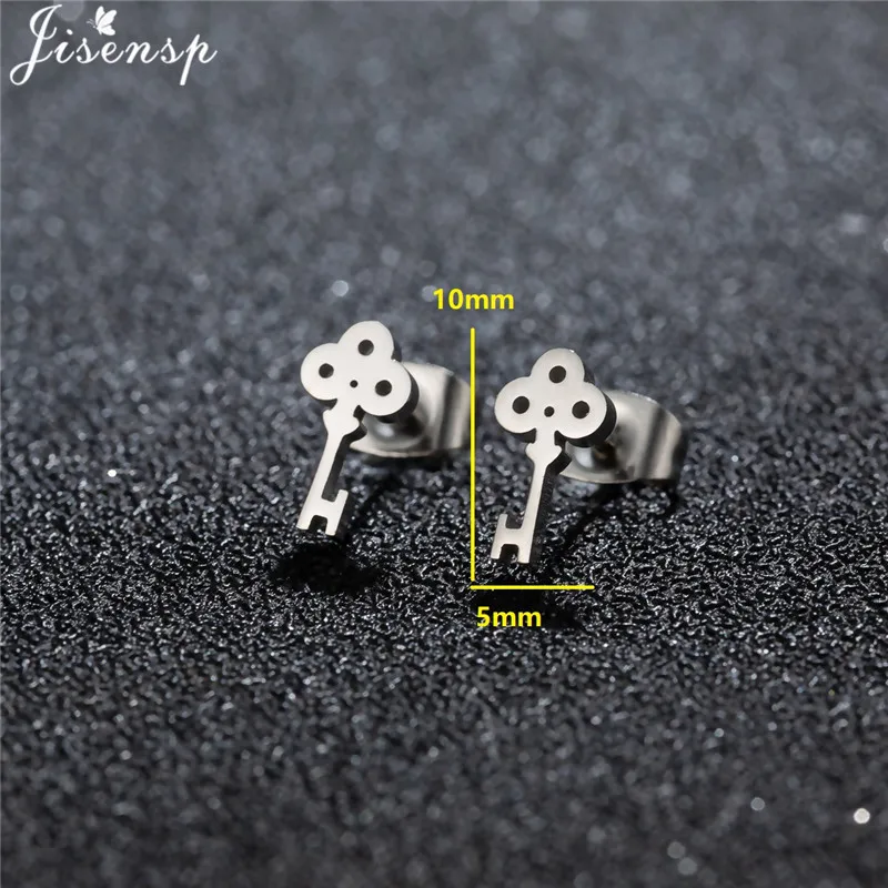 Small Key Earings Romantic Stainless Steel Key Lock Stud Earrings for Women Girls Valentine's Day Gift