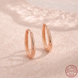 2023 Fashion New Product Europe and America 100% 925 Pure Silver Rose Gold Oval Earrings Versatile Christmas Gift for Women
