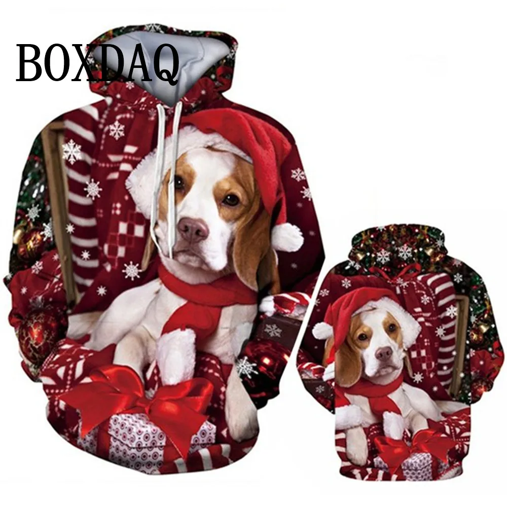 Funny Cat Christmas Party Hoodies Women Cute Sweet Casual Fashion Hooded Tops Autumn Winter Long Sleeve Pullover Pockets Hoodies