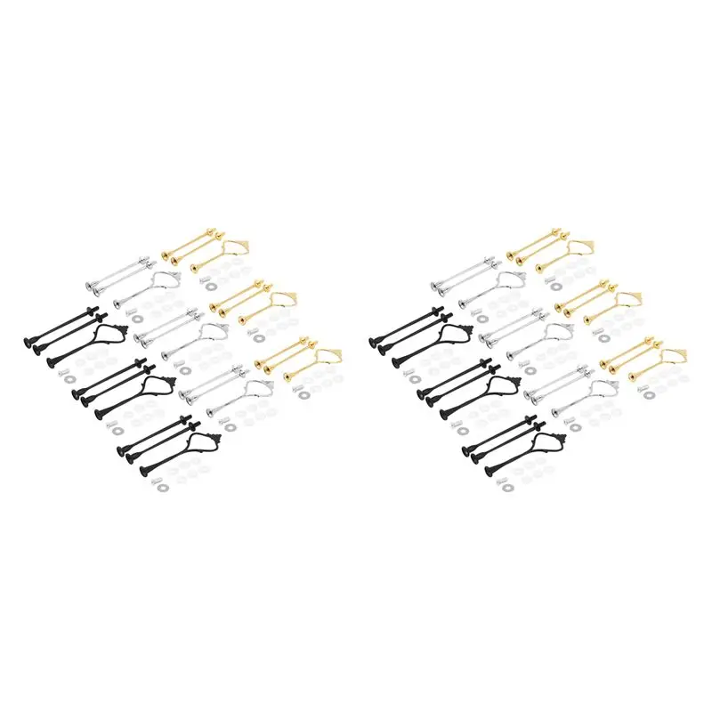 ケーキスタンド用トレイ金具12点セット。3段ケーキスタンド用金具、固定具（3色）。