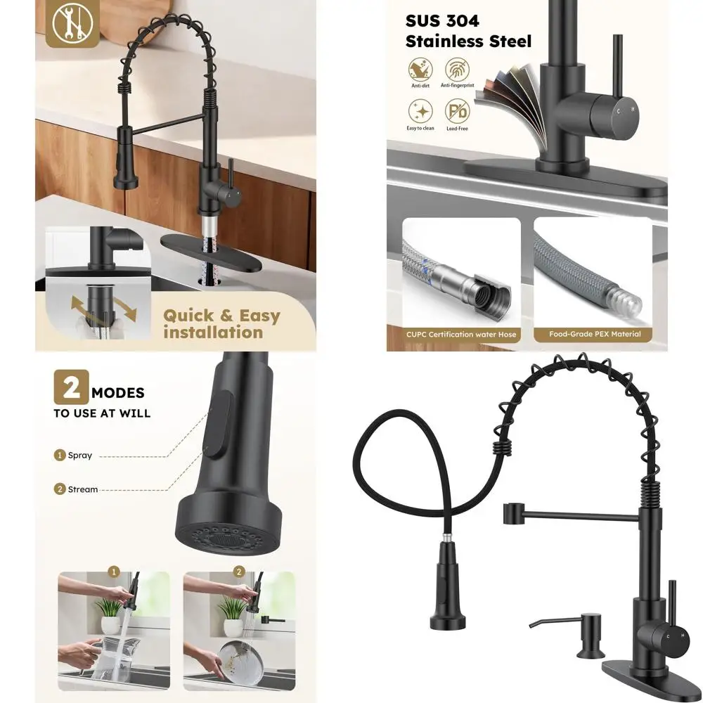 

Выдвижной кухонный смеситель с дозатором для мыла, из нержавеющей стали, матовый черный, для использования в автодомах и барах