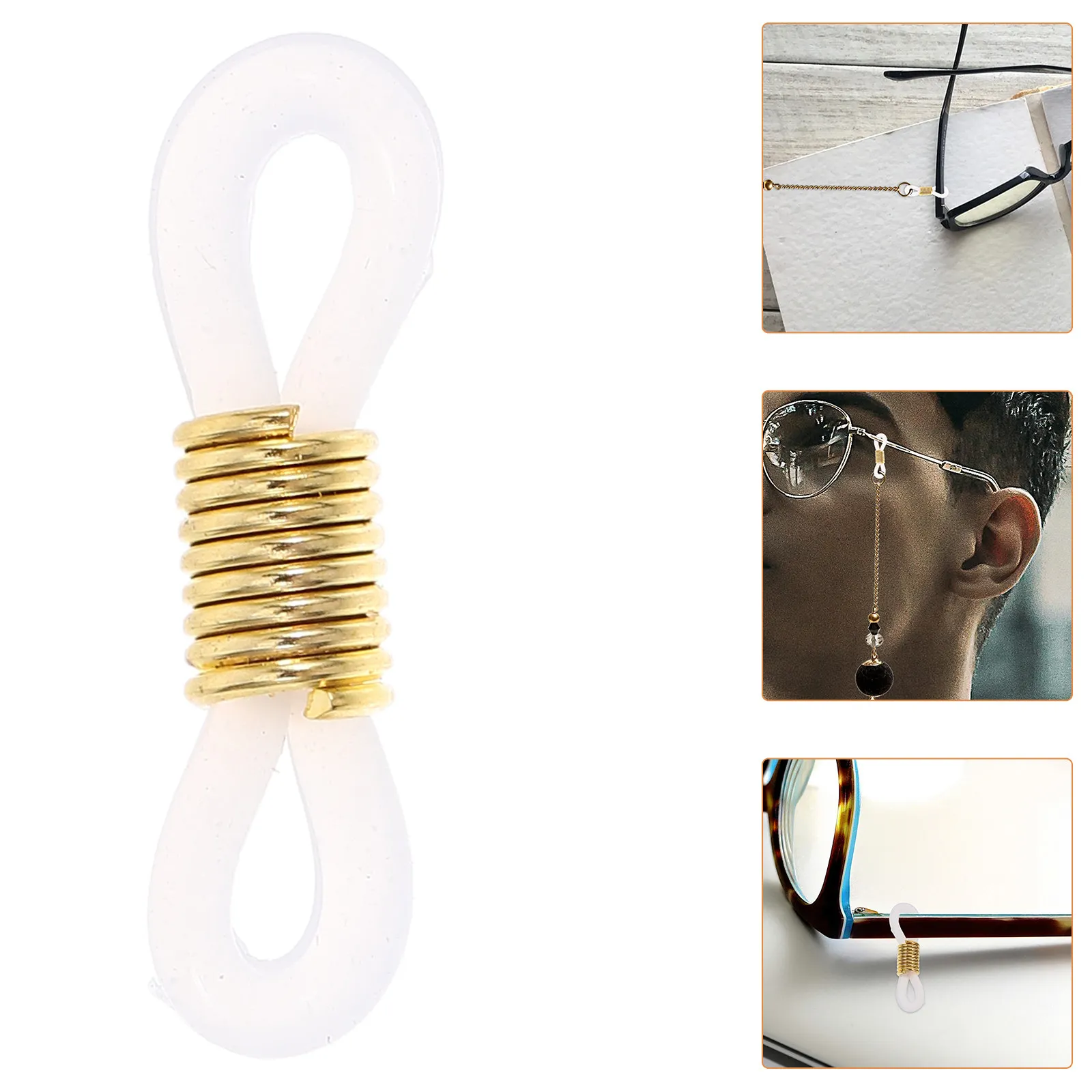 

100Pcs Eyeglass Chain Ends Anti Skid Silicone Iron Connectors Glasses Holder Secure Anti Slip Chain Parts Eyeglass Parts