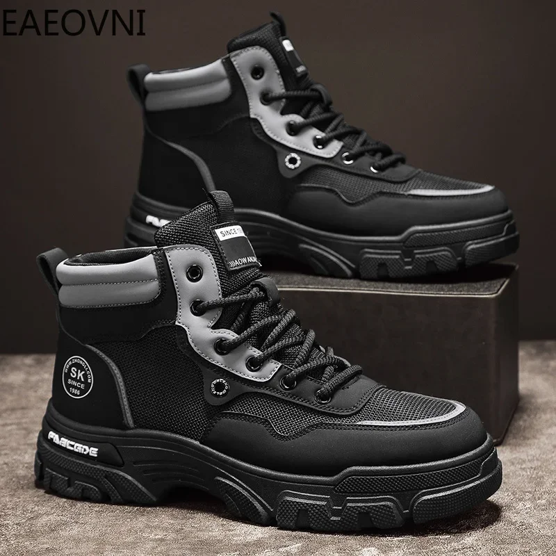 Men's Winter Boots Wear-resistant Anti-slip Leather Boot Man Warm Plush Lace-up Men Tooling Shoe Round Toe Water Proof Classic