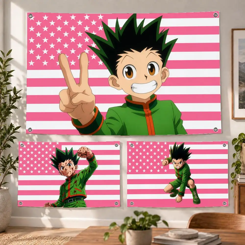 Anime HUNTER HUNTER Gon Freecss Flags Decorative Flag Banner Indoor Bedroom Dorm Gaming Room Wall Party Club Decor Fan Gift
