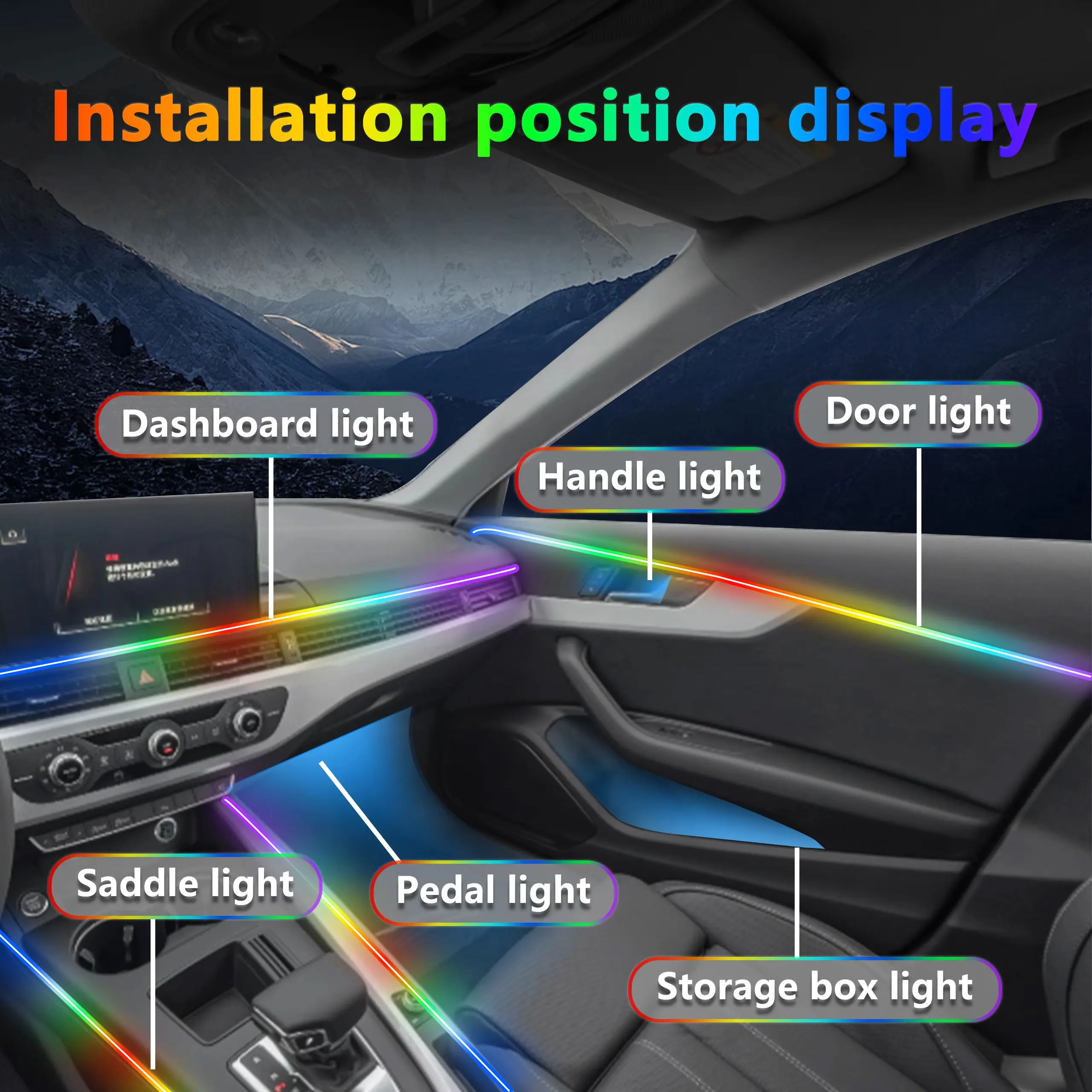 Luces LED Ambientales para Toyota Previa 2001~2005 XR30 MK2, Luces de Atmósfera Coloridas, Tira de Neón Interior para Auto, Iluminación RGB de 64 Colores