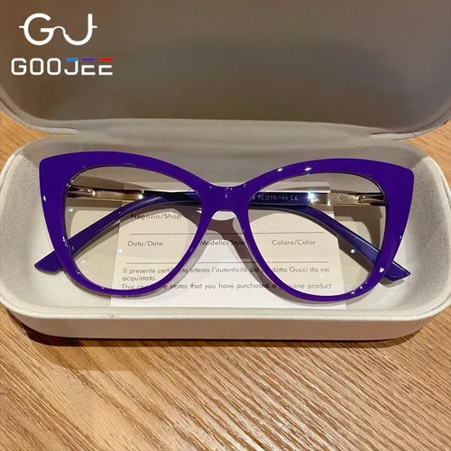 Imagen 2 del producto GOOJEE nueva moda TR90 gafas de lectura antiluz azul gafas graduadas de ojo de gato para mujer miopía gafas personalizadas para hipermetropía