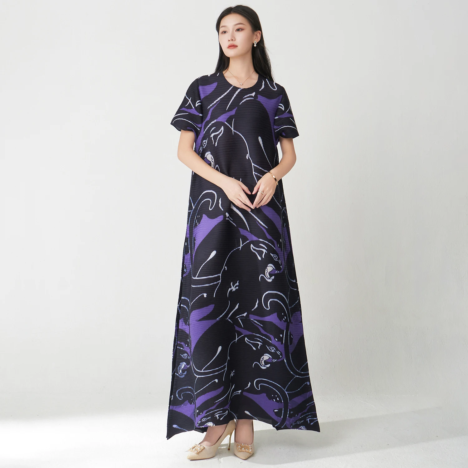 فستان مياكي مُعاد تحديده من Elegance فستان صيفي فضفاض مقاس كبير فستان نسائي مطبوع على الموضة من المصنع