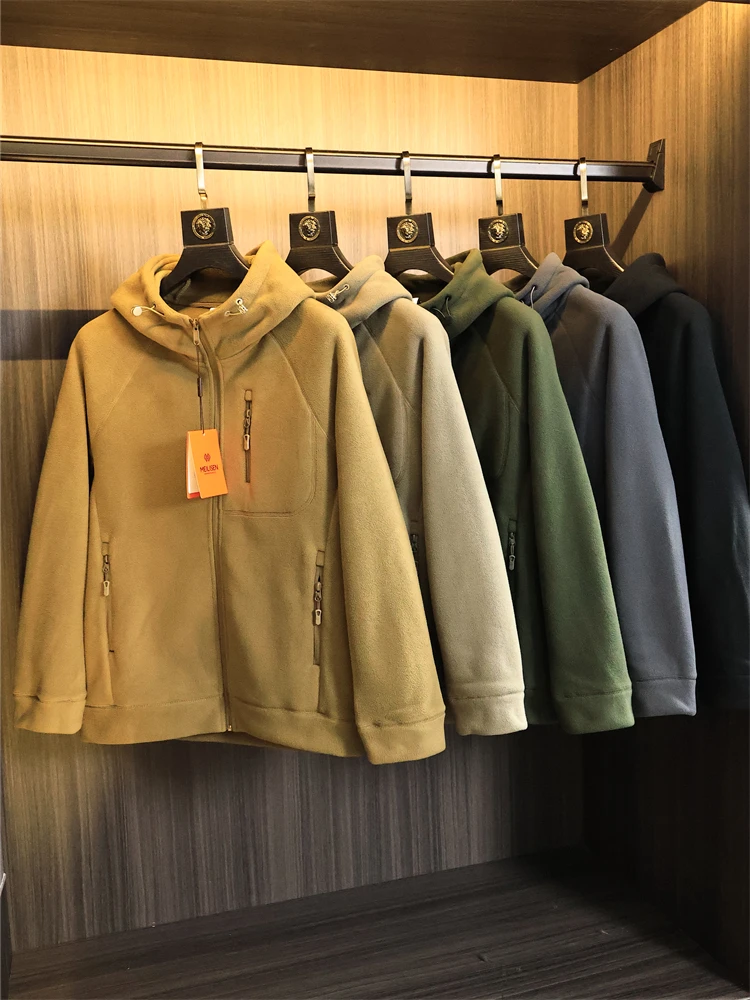 

Тепло и комфорт! Мужская утепленная флисовая куртка с капюшоном для осени и зимы, повседневное модное пальто с длинными рукавами