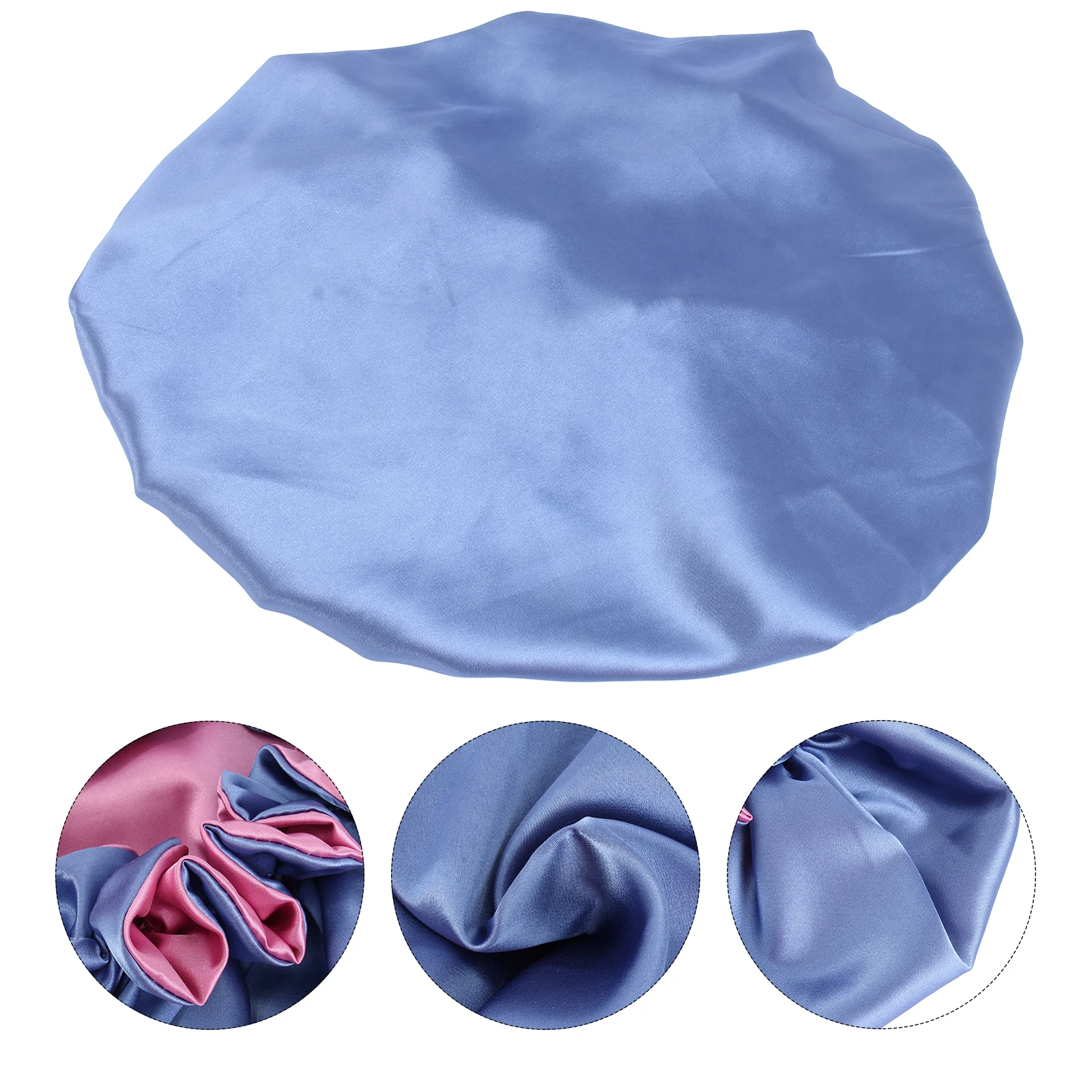 

Black Ear Shower Cap Bath Makeup Bathing for Women Hat Imitated Silk Supplies Sleep Satin