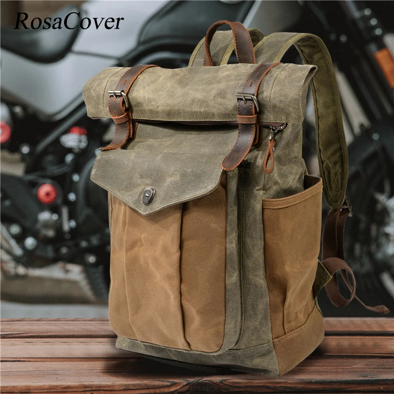 Big Capacity Expandable Canvas Backpacks for Men Oil Wax Canvas Leather Travel Backpack Large Waterproof Daypacks Retro Mochilas