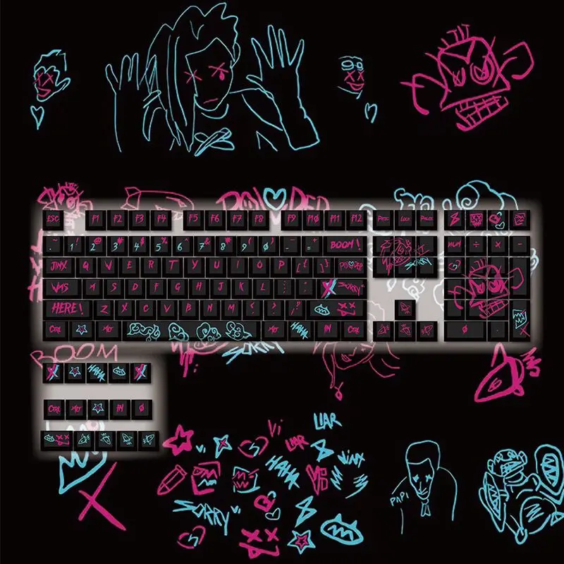 LOL Game-Clavier mécanique Rick JINX, 123 prédire, graffiti, PBT, 5 faces, sublimation thermique, bricolage