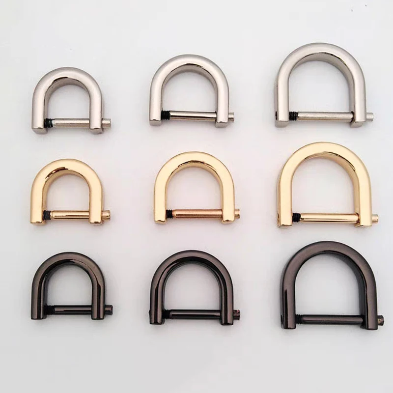 1Pc Metal D Ring Buckle DIY Open Screw Bag Strap Hang Hook Handbag Belt Shoulder Buckles Keyring Connection Accessories