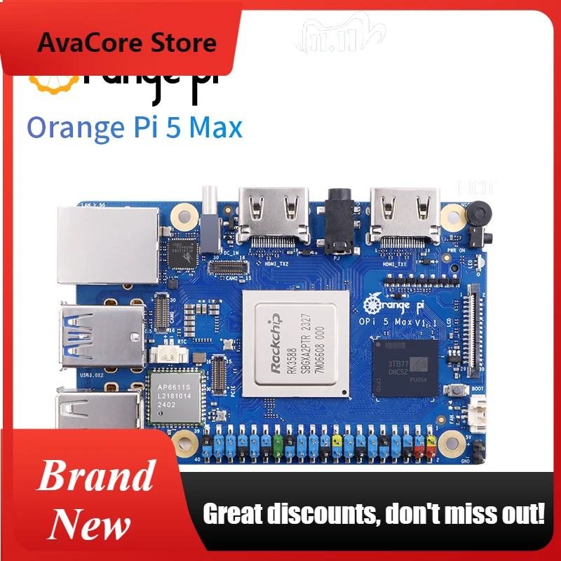 AvaCoreOrangePi 5 Max 16GB with 5V5A Power Supply Development Board RK3588 PCIE 2.5G LAN Wi-Fi 6E + BT 5.3 BLE 8K decoding Singl