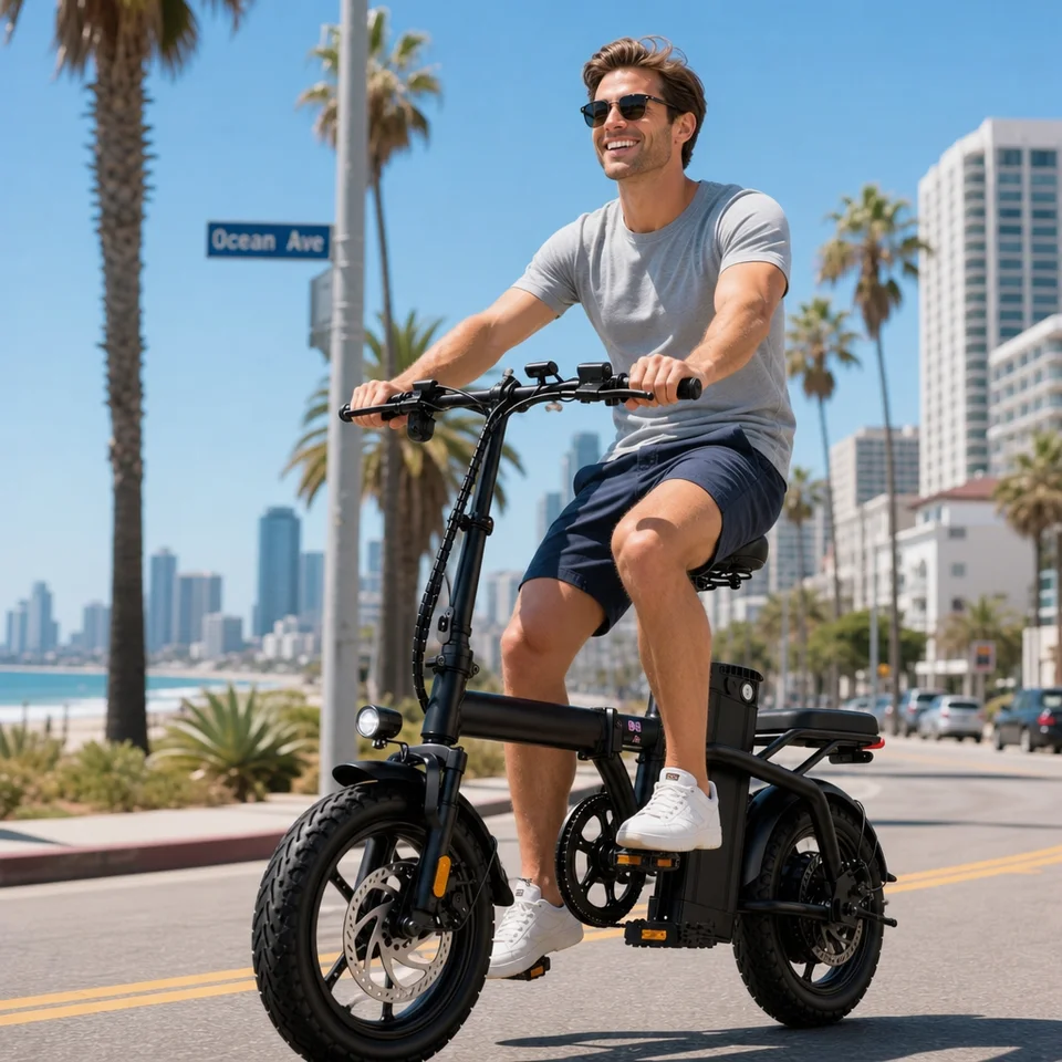 Folding Electric Bicycle LookRun, Triple Shock Absorbing Frame, E‑ABS Dual Disc Brake, Removable Battery, Quick Fold Ebike Fits Car Trunk for Urban Short‑Trip Travel image 2