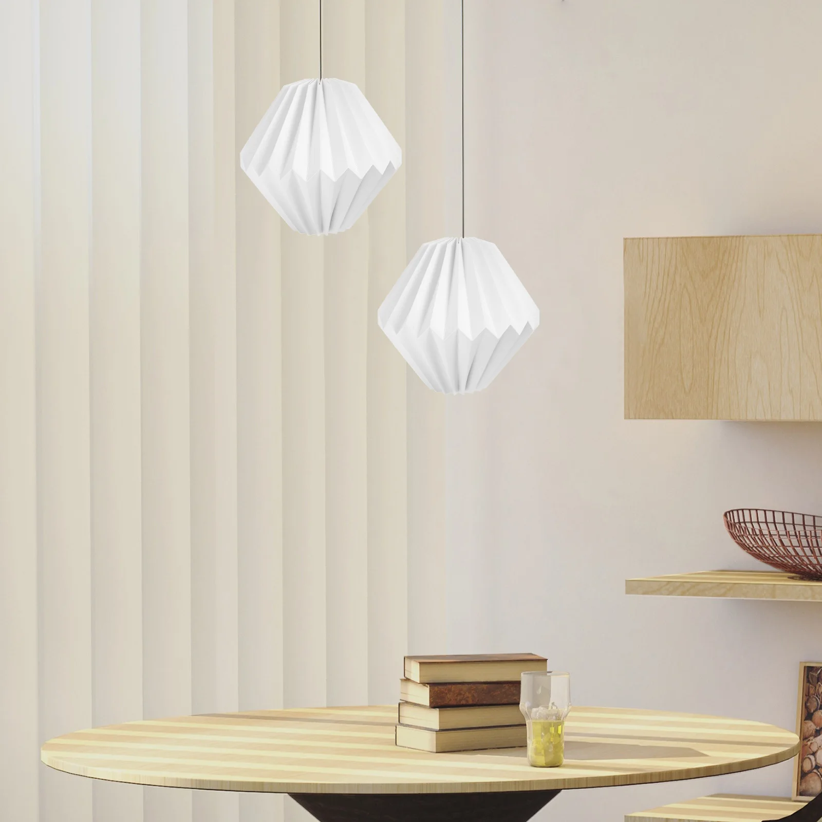 

Foldable Paper Origami Lamp Shade Handmade Hanging Light Shade For Living Room Dining Room Bar Ceiling Decor White Small Bedroom