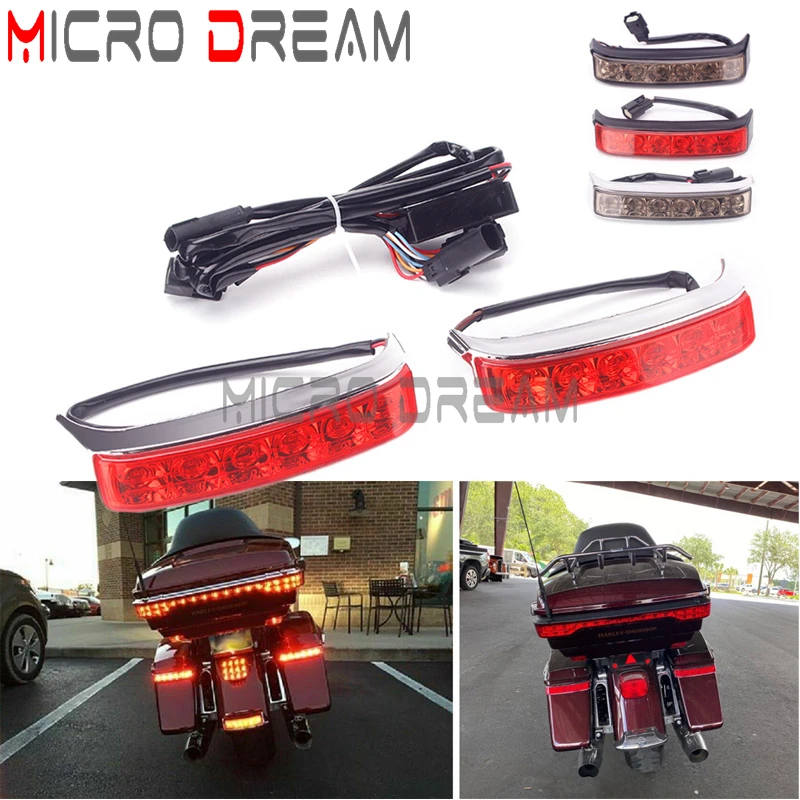 For Harley Touring 14-20 Street Glide Road King Special Ultra CVO Limited Smoke/Clear Saddlebag LED Rear Tail Brake Run Light