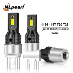 Nlpearl 2x 1156 BA15S P21W LED 1157 T15 W16W T20 T25 LED Canbus 1200LM 7440 3156 3157 Car Turn Signal Reverse Brake Light Bulb