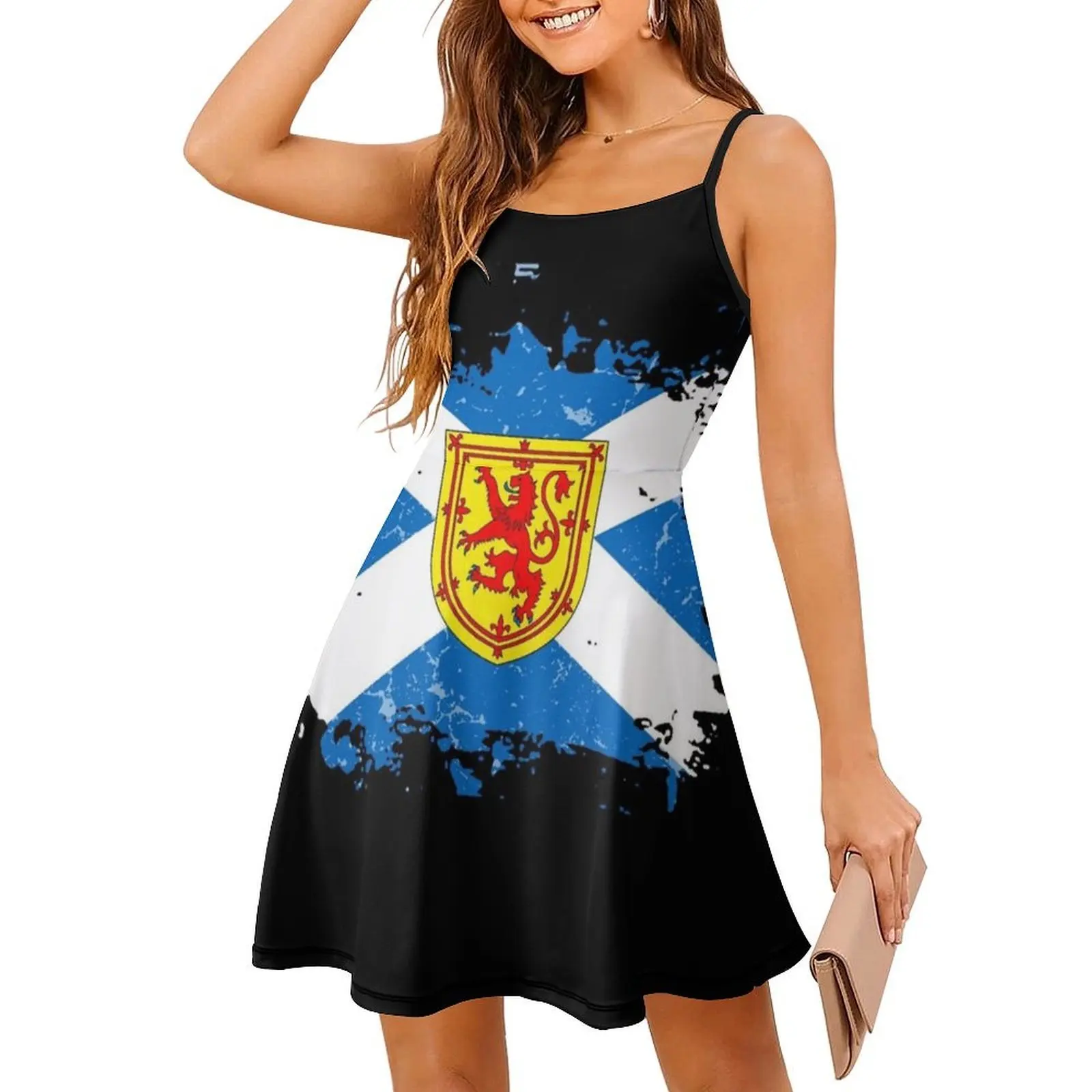 Герб Шотландии, женское элегантное праздничное платье, платье трапециевидной формы с короткими/длинными/без рукавов, шотландский флаг, Шотландии
