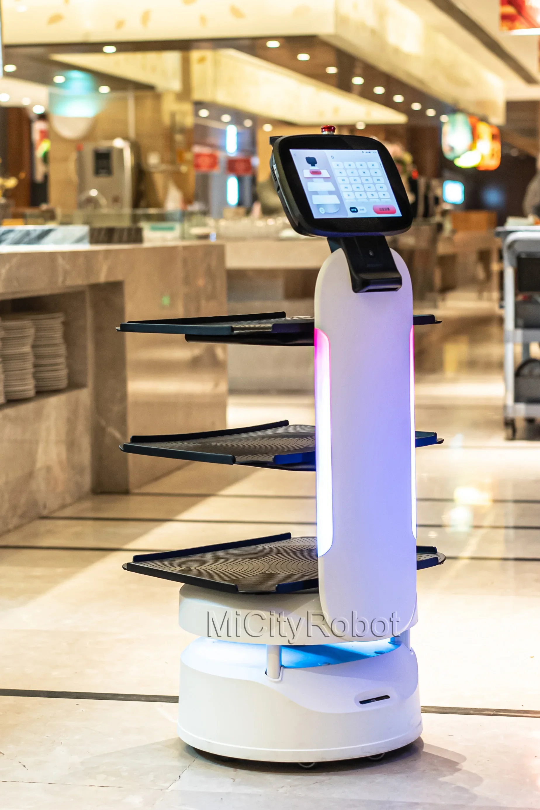 روبوت تقديم الطعام عالي الجودة، روبوت توصيل الطعام للنادل البشري للبيع، روبوت تسليم تجنب العوائق #3