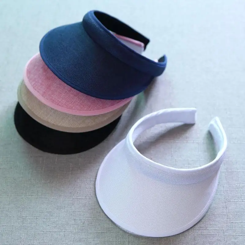 Lniano-bawełniane modne kapelusze przeciwsłoneczne z daszkiem, unisex, letnie, przenośne, z klipsem, na zewnątrz, dla rodziców i dzieci, z otwartą górą, kapelusz przeciwsłoneczny 54-58 cm