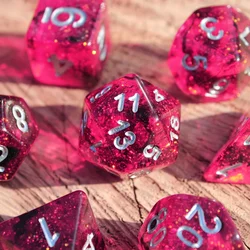 Dreamy Starry Sky Dice para DND Dungeons and Dragons, Dreamy Pink Galaxy, jogos de mesa, D & D RPG, Tabletop Roleplaying, 7PCs por conjunto