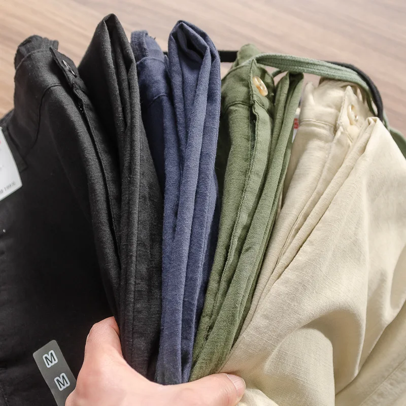 Men's Slim Casual Pants Summer Thin Cotton and Linen Trousers Breathable Outdoor Travel Versatile Comfortable and Casual