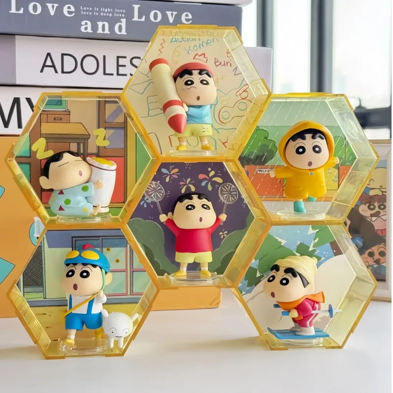 

New Crayon Shinchan Funny 666 Series Blind Box Q Version Collectible Model Anime Figures Novel Children Surprise Gift Kids Toys