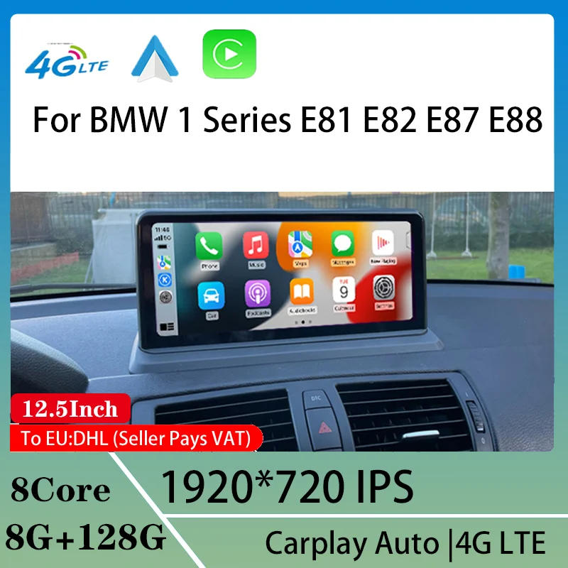 

12.5" ID8 Android13 System Apple Carplay For BMW 1 Series E81 E82 E87 E88 Car Video Player Central Multimedia Automotive Stereo