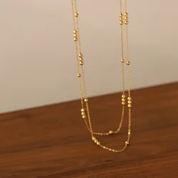 Light Luxury Gold Silver Double Chain Stainless Steel Fashion Necklace High Quality Golden Chain Jewelry Women