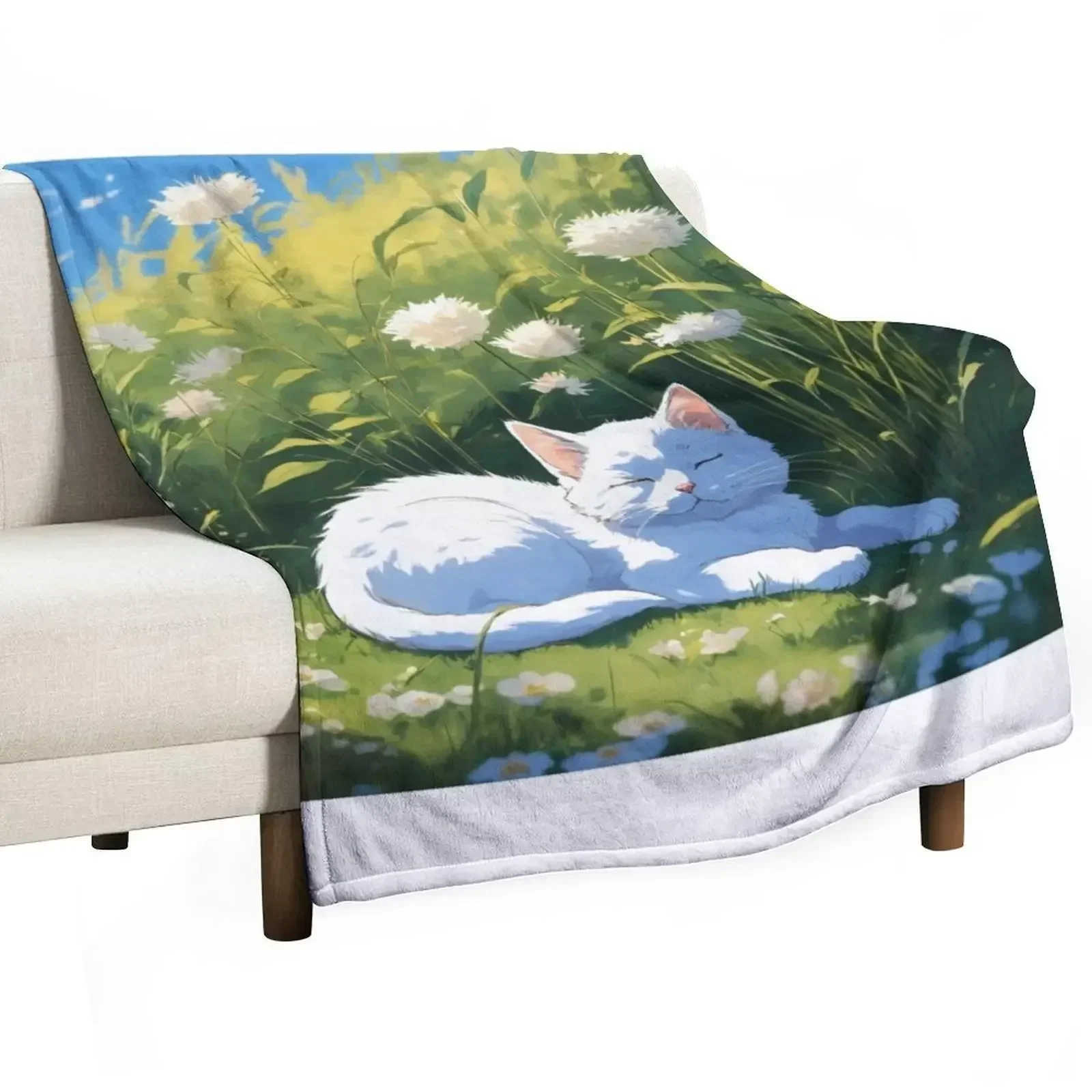 

Art of a white kitten Throw Blanket Flannels for babies For Sofa Thin Decoratives Blankets