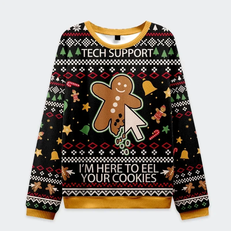 Tech Support Gingerbread Man Christmas Sweatshirt I'm Here To Eel Your Cookies Funny Ugly Xmas Pullover Unisex Kids Adult Top