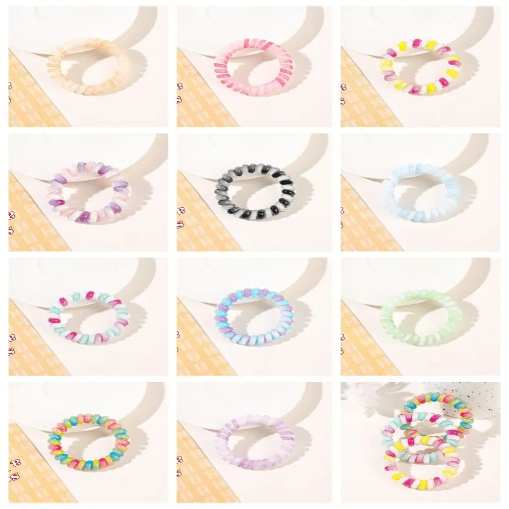 Hair Tie Stretch Spiral Cord Hair Ring Hair Rope Headwear Elastic Hair Tie Elastic Scrunchies Multicolor Telephone Wire