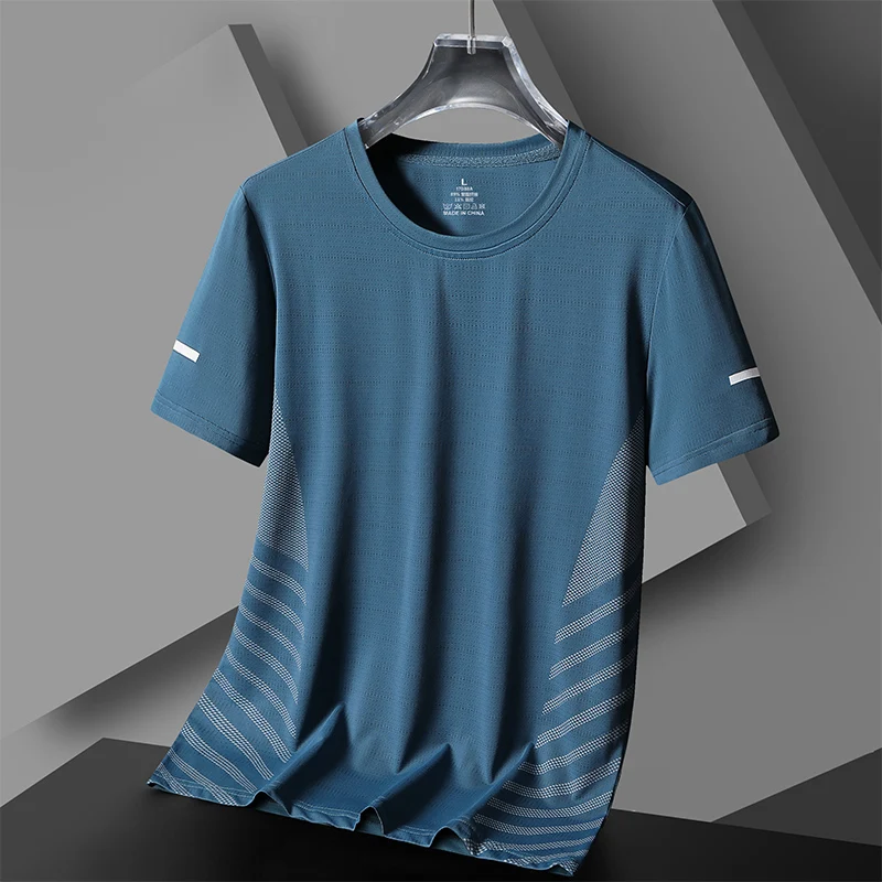 Men's Quick Dry Sport Running T-shirt Summer Fashion Simple Style Short Sleeves OverSize Tee Unisex Round Neck Special Offer Top image 2