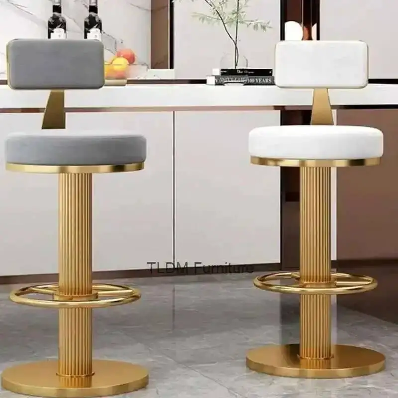 

Роскошный металлический барный стул в скандинавском стиле, современный мягкий телескопический высококачественный круглый стул для вечеринок, белая мебель для бара Taburetes De