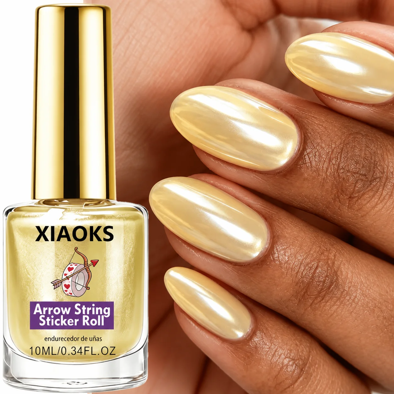 Xiaoks Light Champagne Pearl Aurora Nail Polish, Austrian Imported Pearl Aurora Powder, No-Bake Natural Air-Drying, Soft Champagne Pearlescent Shine That Enhances Skin Tone, Quick-Drying Formula That Doesn'T Stick, Color Adheres Firmly, Gentle Ambiance Nail Art Product, Nail Surface with a Delicate Pearl Aurora Shine and a High-End Texture, Easy to Create a Refined Nail Surface at Home, Suitable for Commuting, Dating, Light Parties, and Other Occasions, a Great Gift for Holidays
