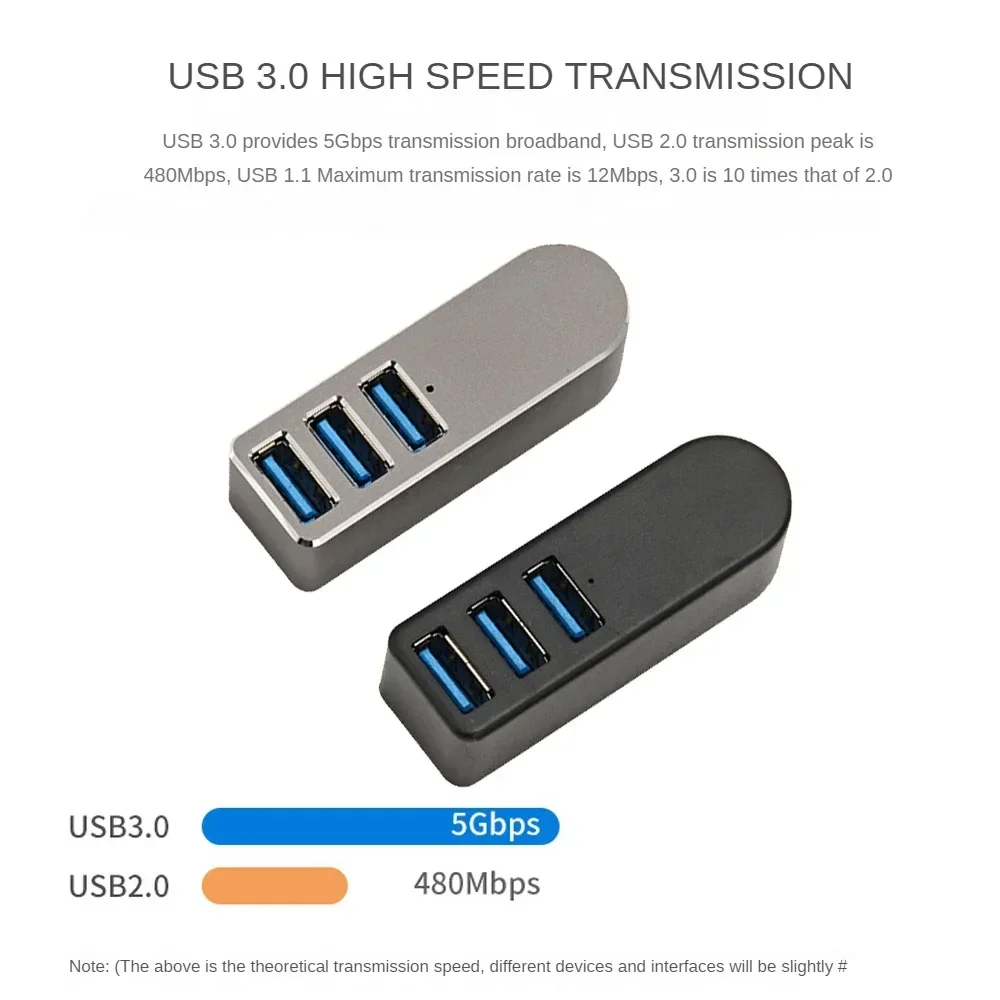 3-port Mini USB Hub USB3.0 High-speed Interface Is Suitable for PC Laptop Mobile Phone U Disk Reader