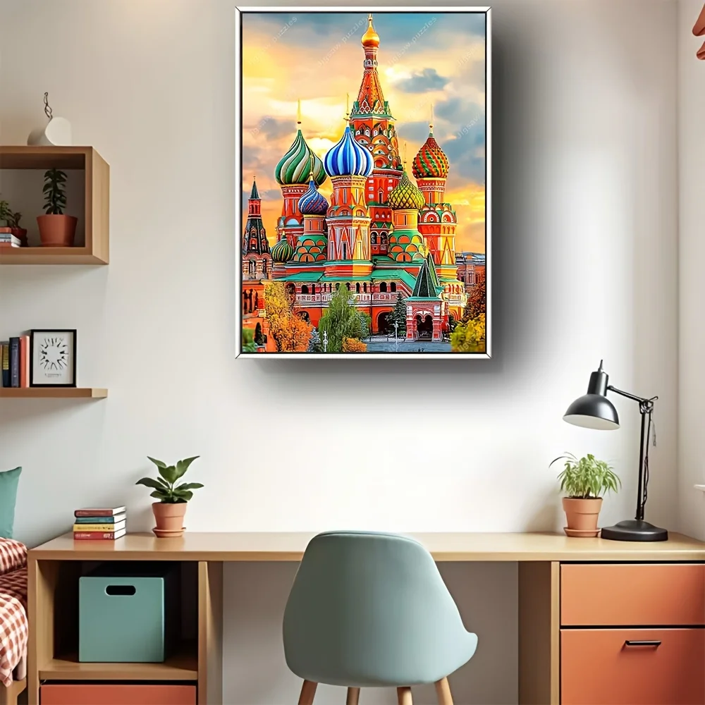 Colorful St. Rompecabezas de la Catedral de San Basilio de Moscú, rompecabezas para adultos con temática cultural, juego intelectual, rompecabezas decorativo para el hogar y el ocio