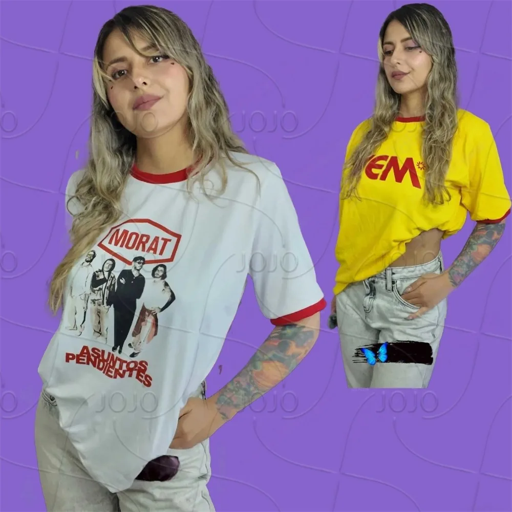 

YEM Pop and Folk Music Tee Morat Member Printed Short Sleeved T-Shirt Loose and Comfortable Fans Tee Summer Women'S T-Shirt