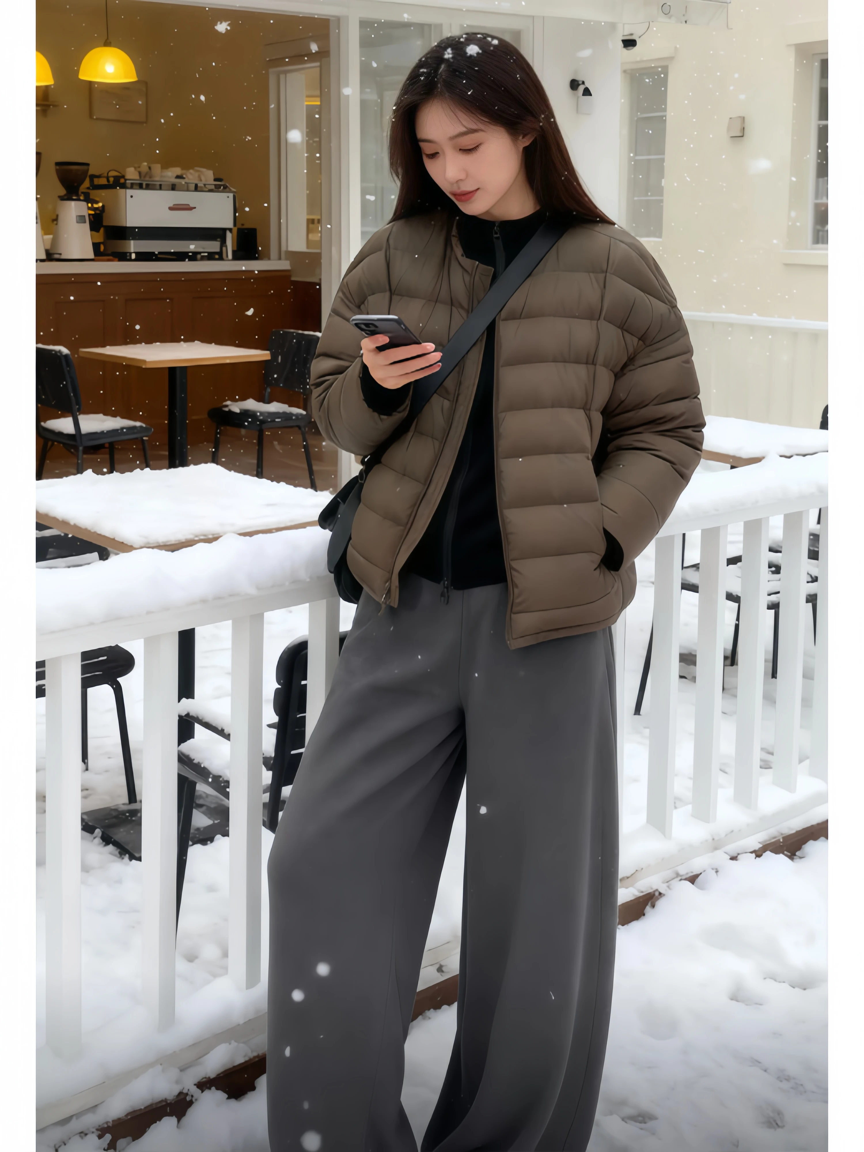 Minimalist High-End down Cotton Jacket Women's Short round Neck Warm Outerwear Korean Style Winter New Arrival Fashionable