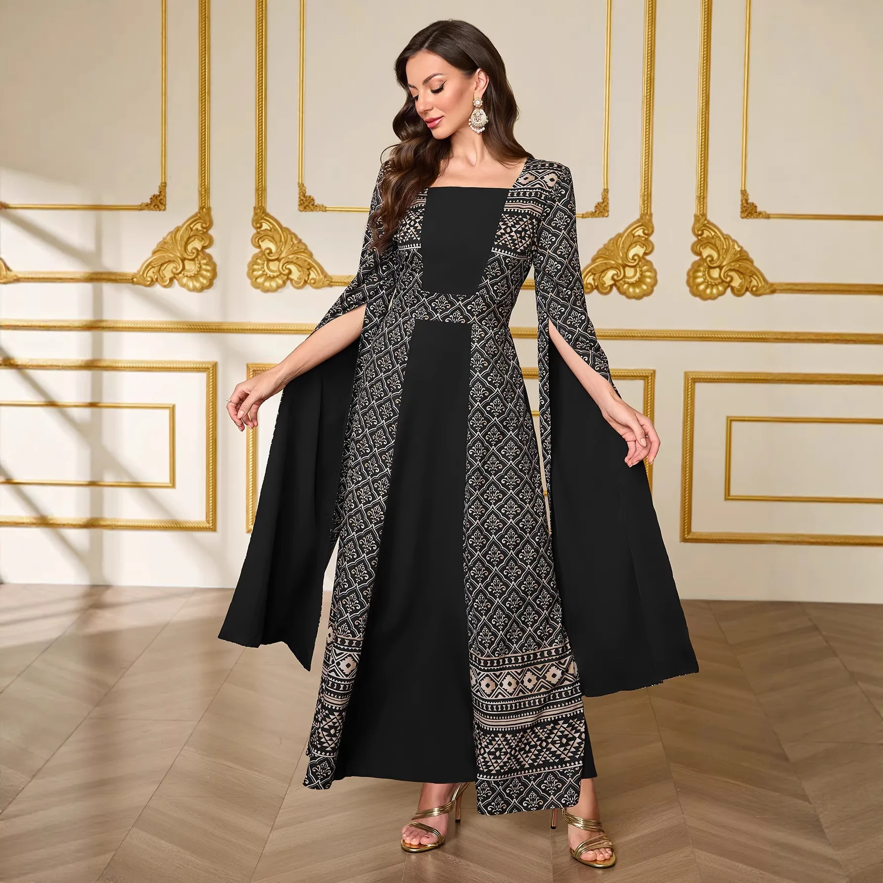 

Элегантное женское платье-абайя, арабская дубайская роба, модное вышитое кружевное платье-абайя, роскошная исламская одежда для Рамадана, Дубай