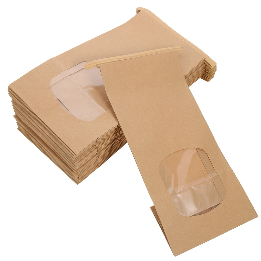 

50 Pcs Baking Paper Bag Bakery Bags with Window Sandwich Tin Toast Packaging Pouches Cookie