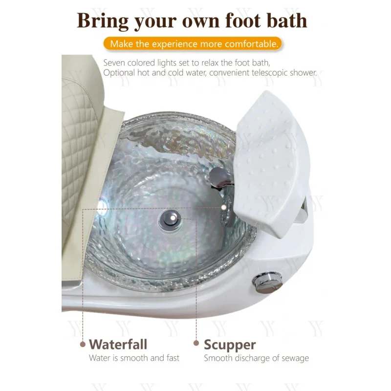 Modern Luxury European Nail No Plumbing Throne Salon Lay Down Beauty Shop Foot Spa Massage Pedicure Chair