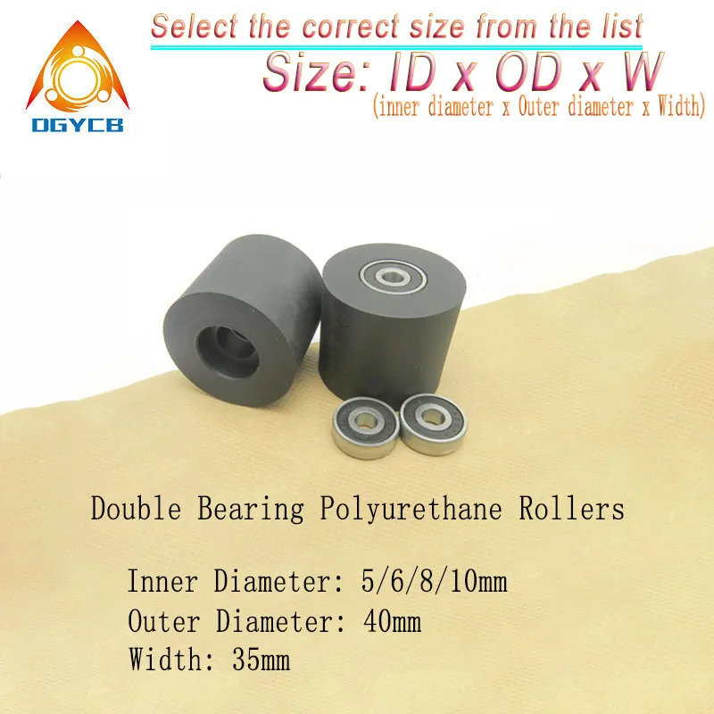 

1pcs Double Bearing Polyurethane PU Guide Pulley 10x40x35 PUT680040-35 OD 40mm Bore 5mm PU Coated Roller 10*40*35 Rubber Wheel