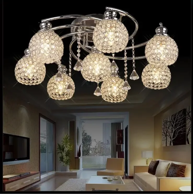 Modern Simple Dining Room Living Room Creative Crystal Elbow Romantic Bedroom Iron Art Ceiling Lamp