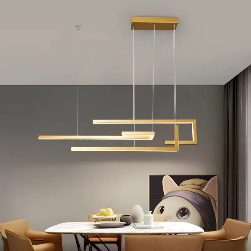

Nordic Minimalist Restaurant Pendant Light Modern Creative Personality Geometric Strip Light Light Luxury Chandelier
