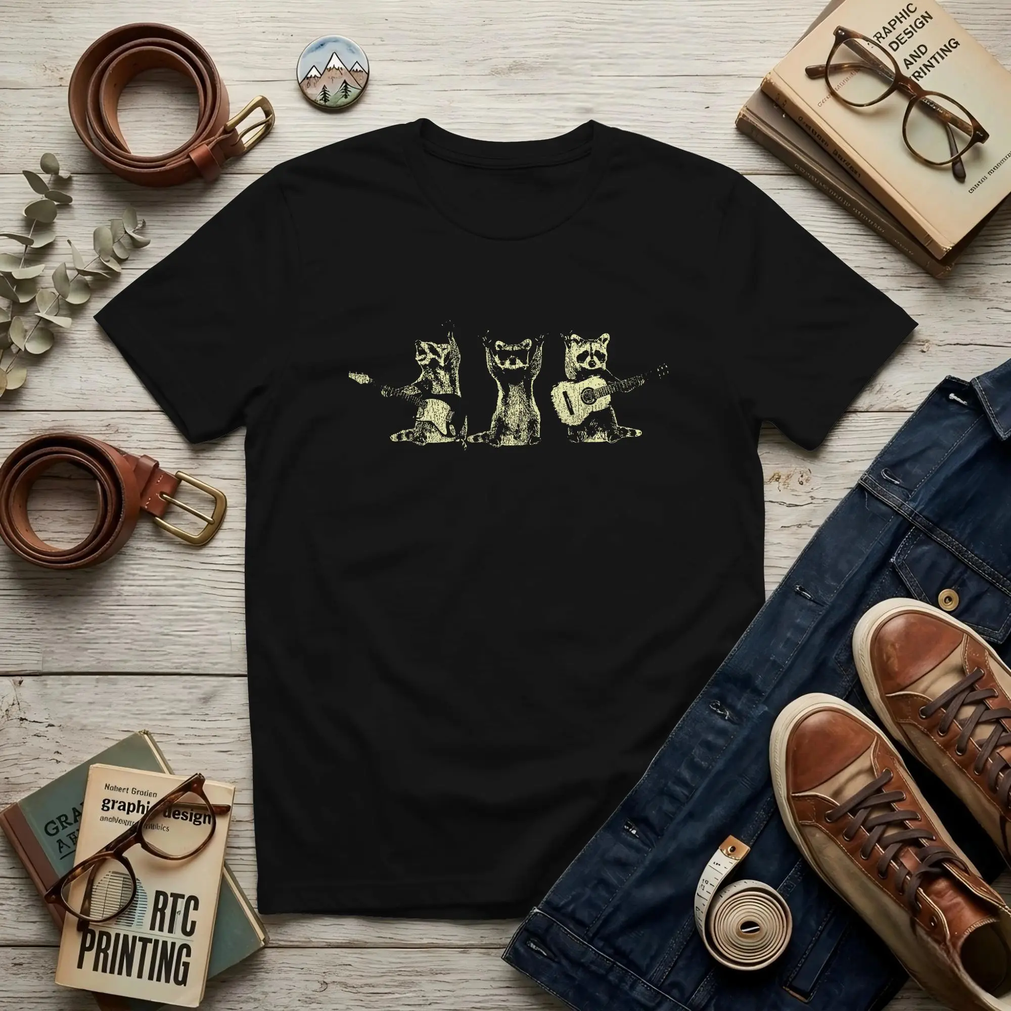 Racoon Men's T Shirt  Casual Tees Short Sleeve Round Collar 100% Cotton Gift Idea Clothes T-Shirt