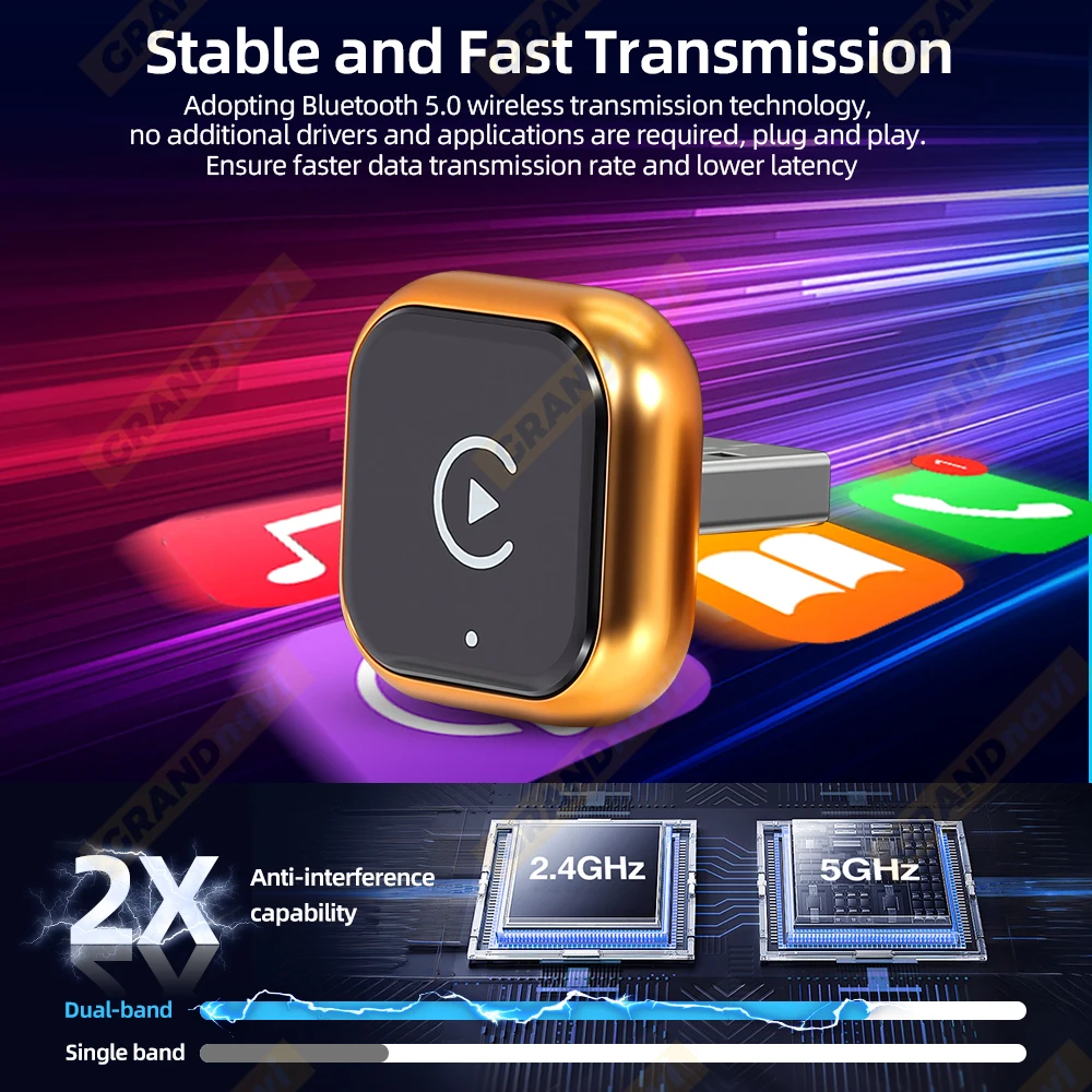 Orange 2IN1 Wireless Carplay Android Auto Adapter Smart Dongle für Volvo Benz Mg Kia Chery VW Honda Benz MG Haval Fiat – Detail 5