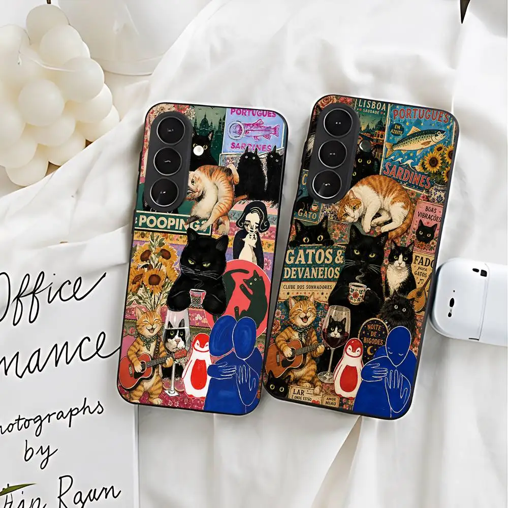 Funny Cat Silicone Phone Case For Samsung Galaxy S21 S22 S23 S24ULTRA S25ULTRA FE Ultra Plus5G A52S S26 Cover