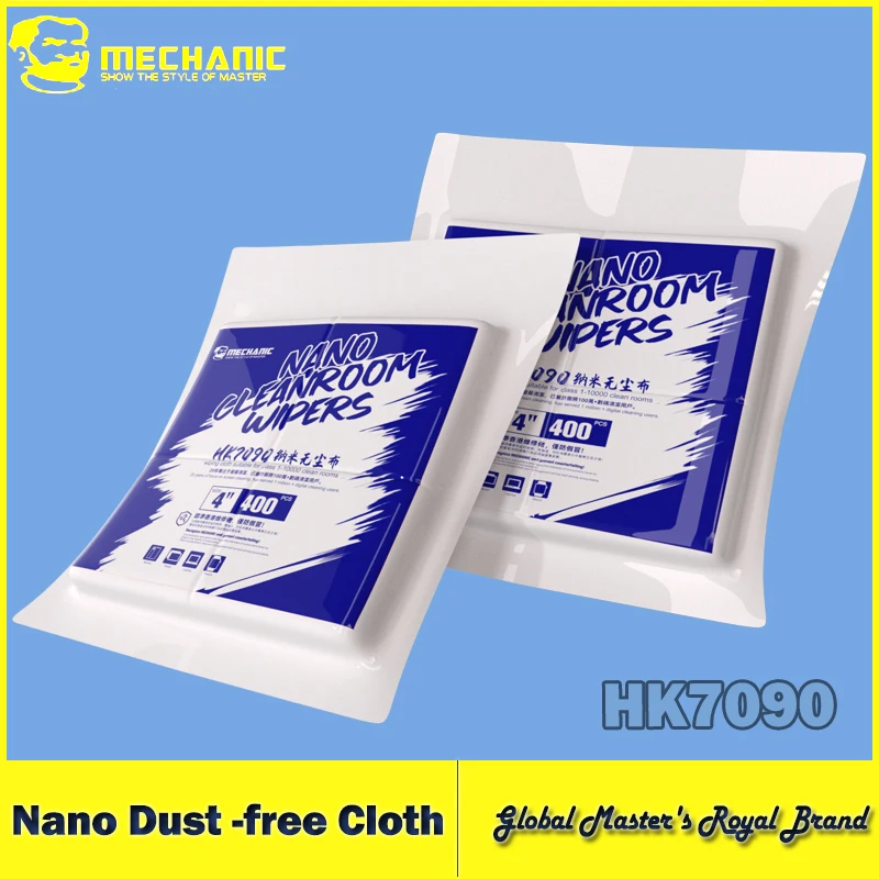 【MECHANIC】 HK7090 400PCS Nano Cleanroom Wiper Super Absorbent for Phone Camera chipless Dust-free Cleaning Cloth Repair tools